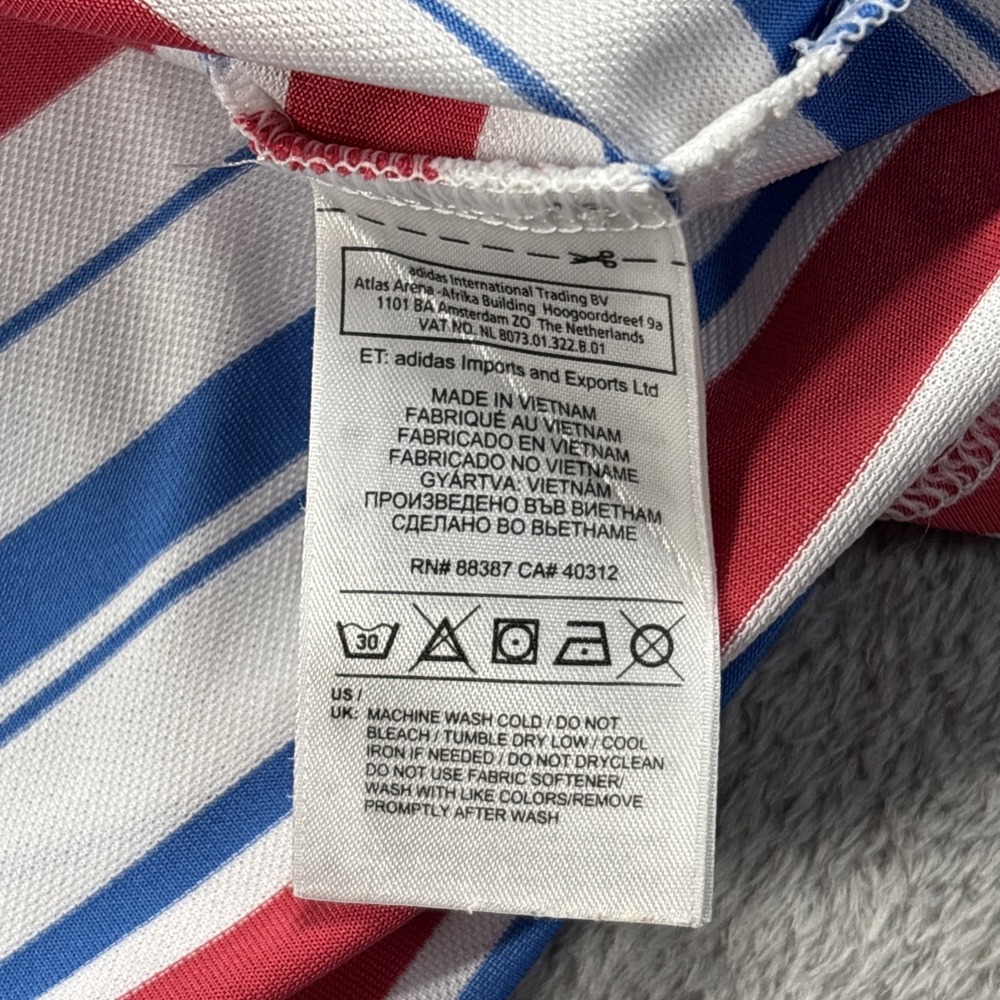 Adidas Golf Polo Climalite Red/Blue Striped Short Sleeve Shirt Size XL - Picture 9 of 12
